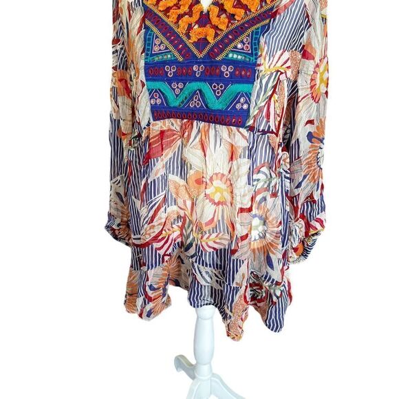Soft Surrounding Sheer Floral Long Sleeve Baby Doll Tunic Top - Picture 6 of 13